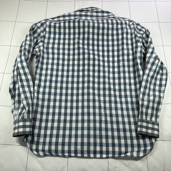 Burberry Shirt Mens Large Gray Blue Checkered Button Down Long Sleeve Plaid Work - Picture 2 of 11